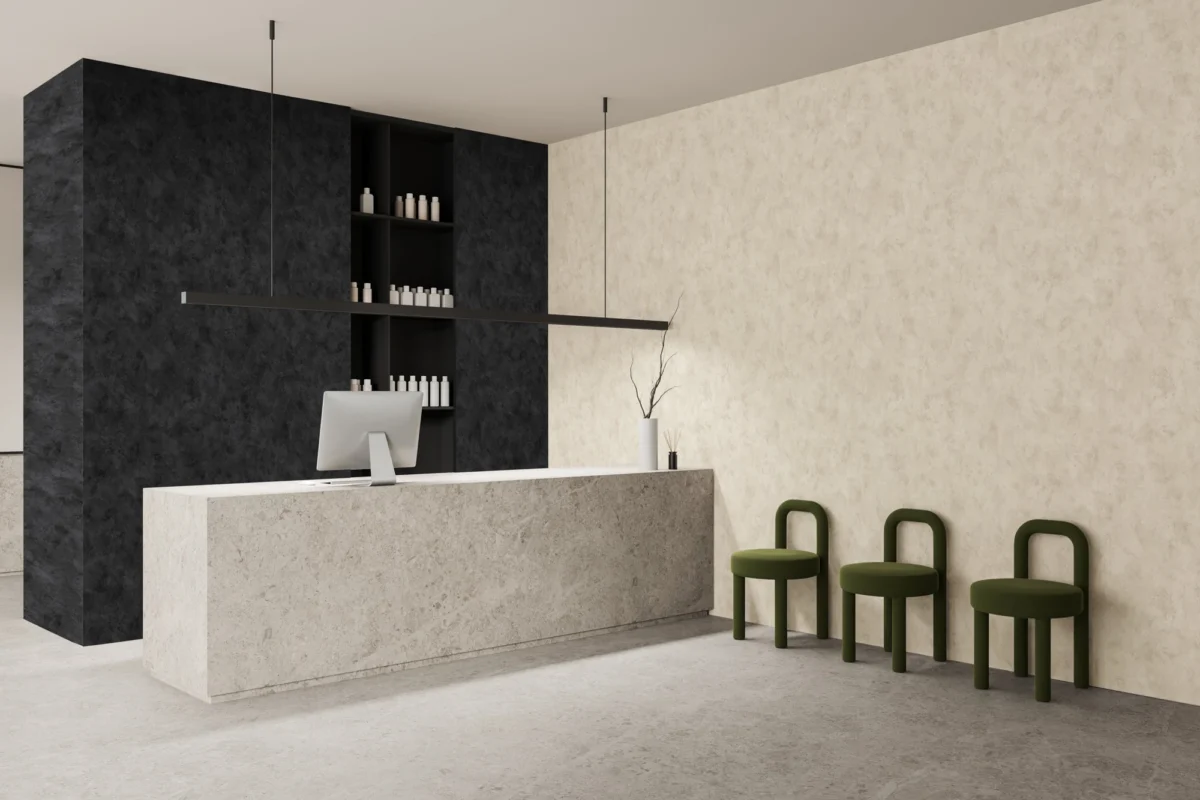 Arid wallcovering, shown in Celestial