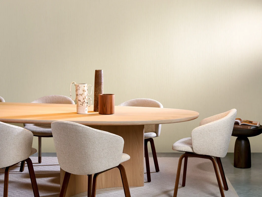 Arundo wallcovering, shown in Pale Olive