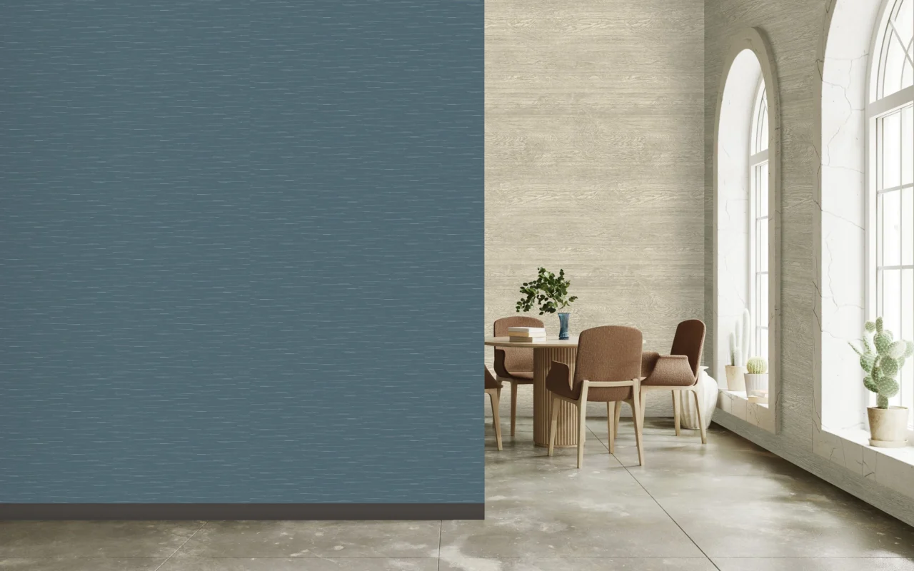 Axis II wallcovering, shown in Ancient Lake