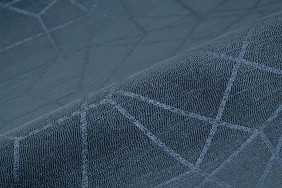 Celestial Loom wallcovering, shown in Silken Azure