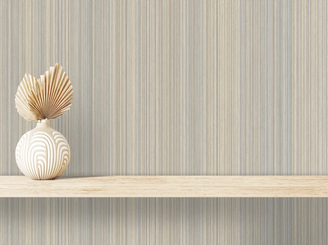 Estria wallcovering, shown in Moonstone