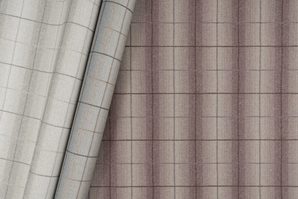 Hearth & Wool wallcovering, shown in Cobblestone, Stonefield, Mulberry