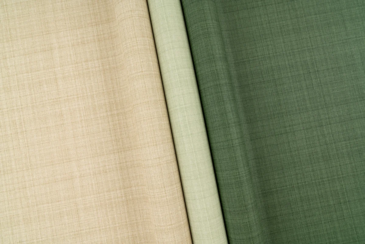 Highlander wallcovering, shown in Woolen, Ridgeway, Pioneer