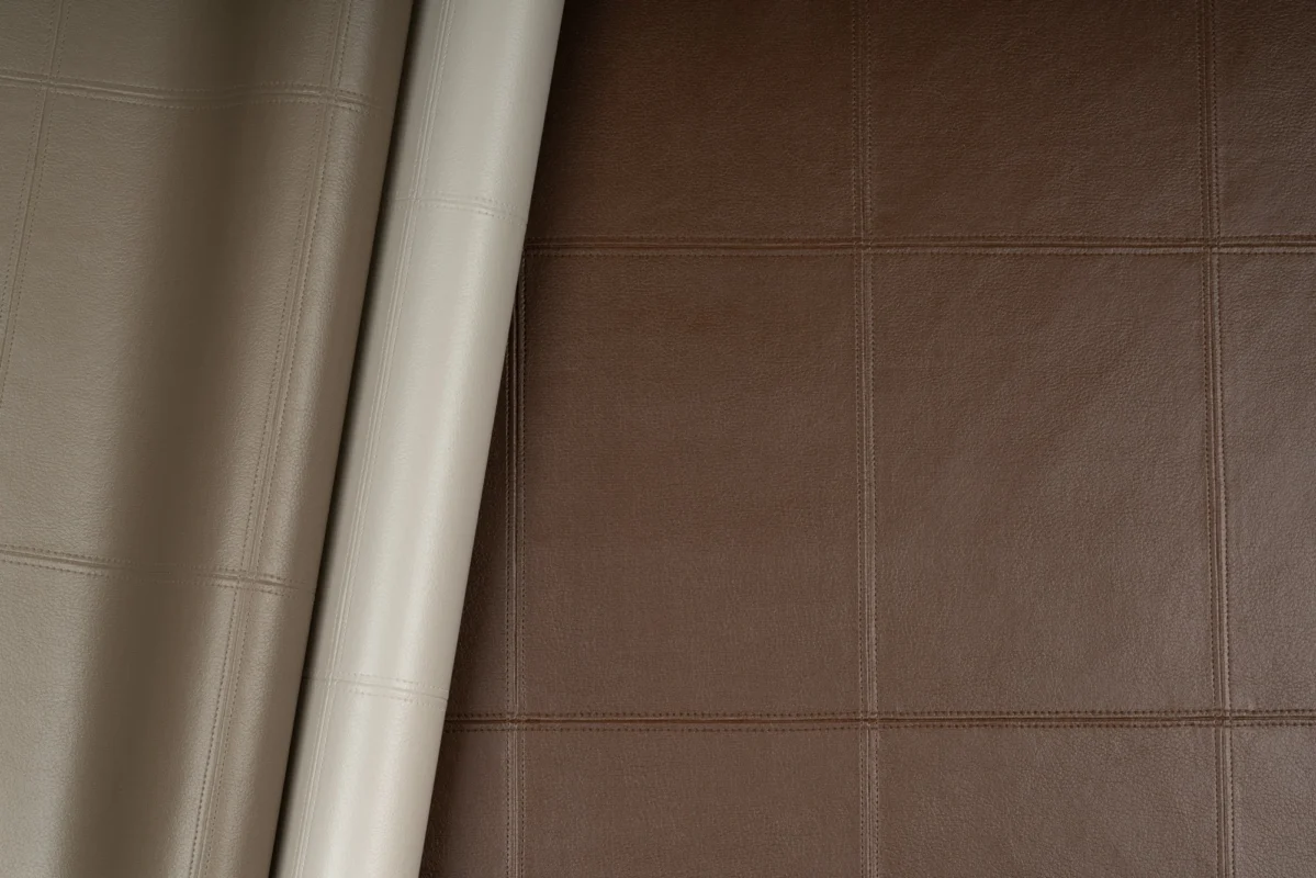 Indulgence II wallcovering, shown in Truffle, Pebble, Java
