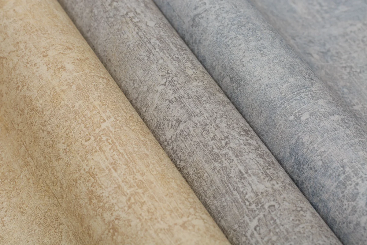 Jensen wallcovering, shown in River Rock, Flint, Brulee