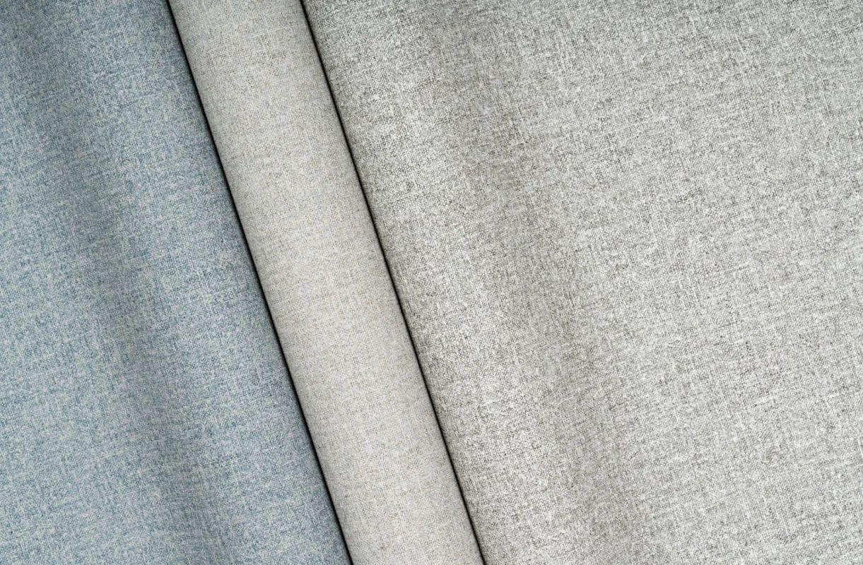 Linsey wallcovering, shown in Angora, Cambric, Flax