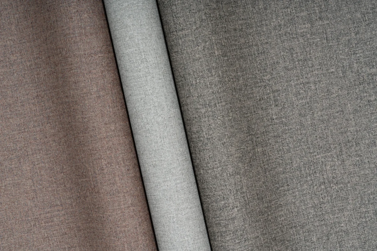 Linsey wallcovering, shown in Mohair, Woolsey, Cashmere