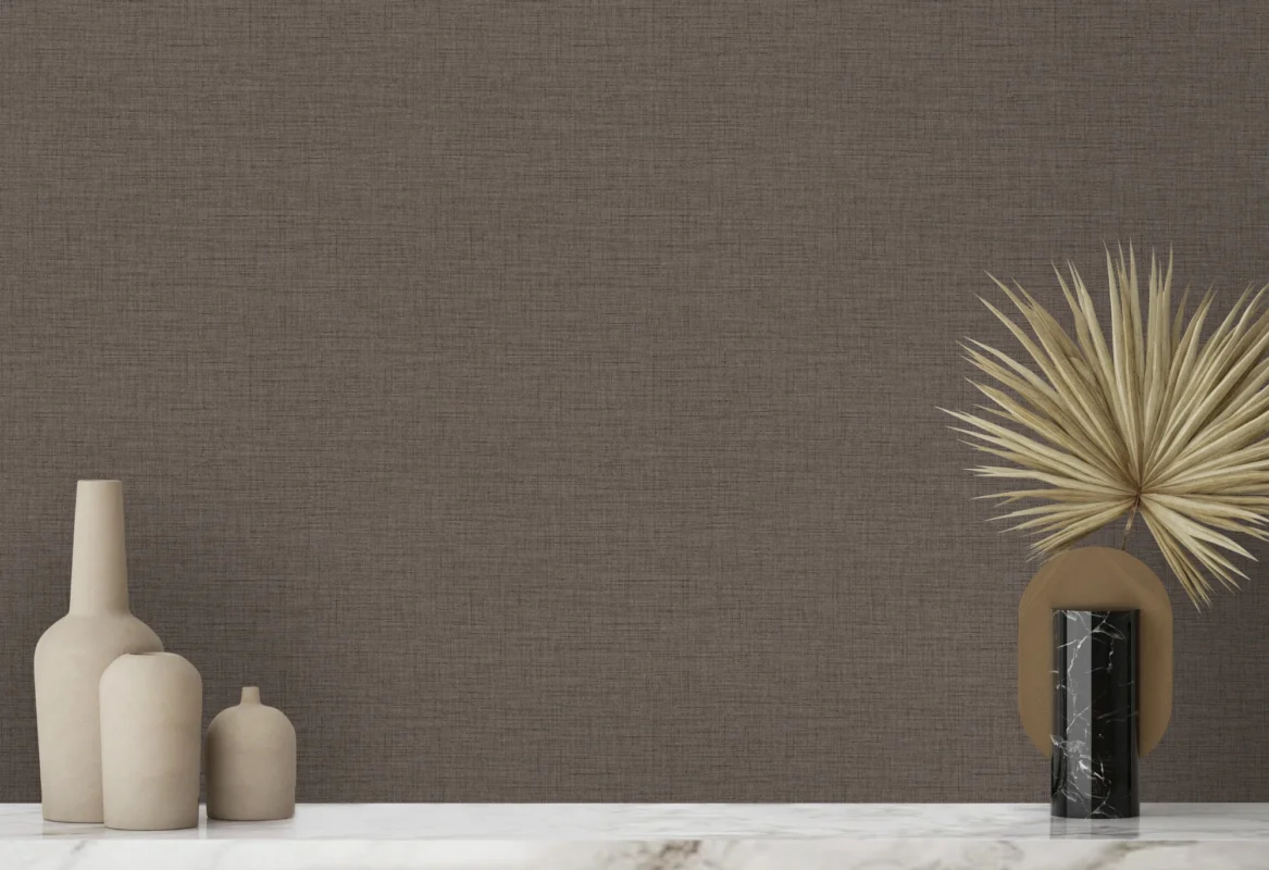 Market Street wallcovering, shown in Bronze Boucle