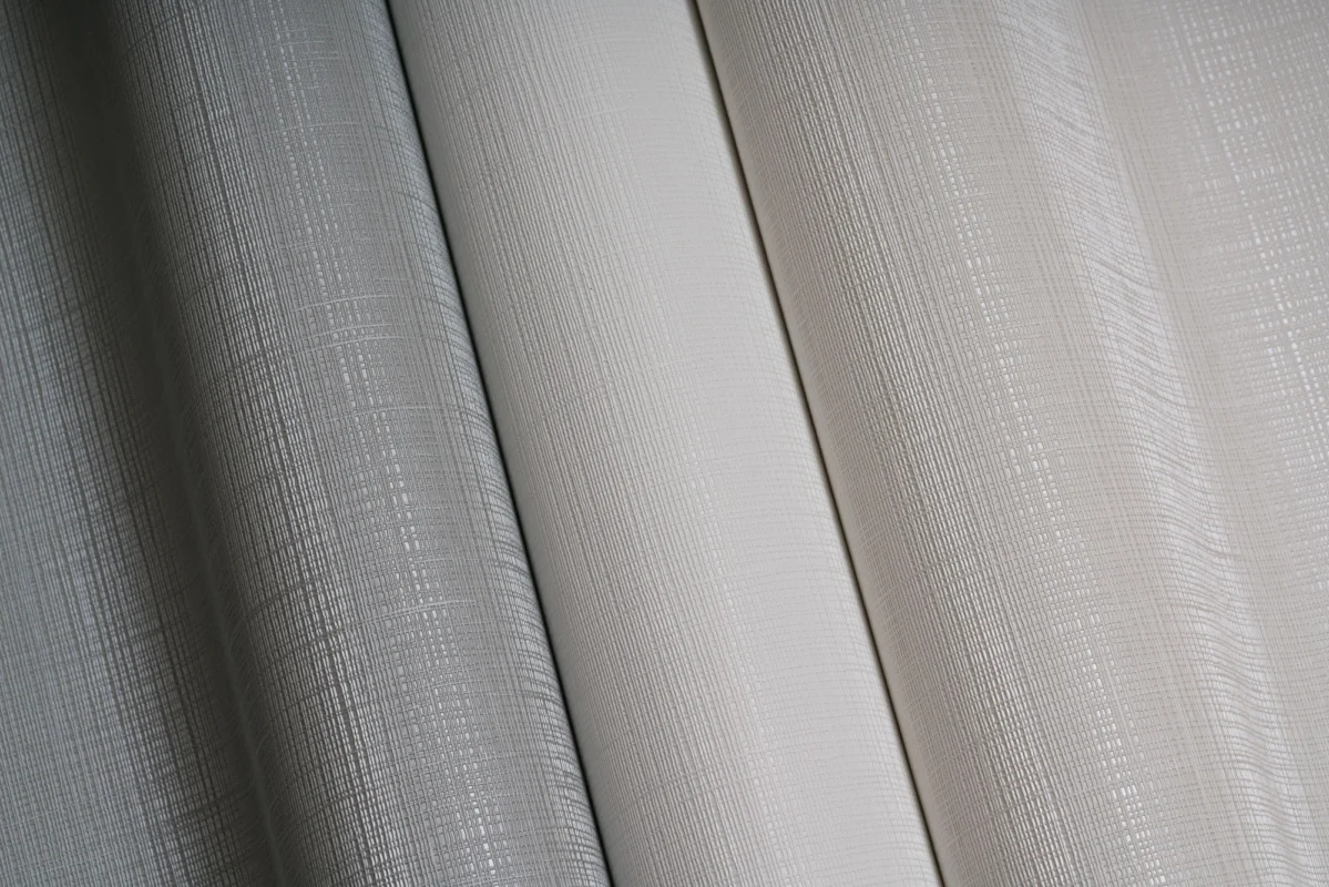 Oliver wallcovering, shown in Silver Lake, Modern White, Cottage White