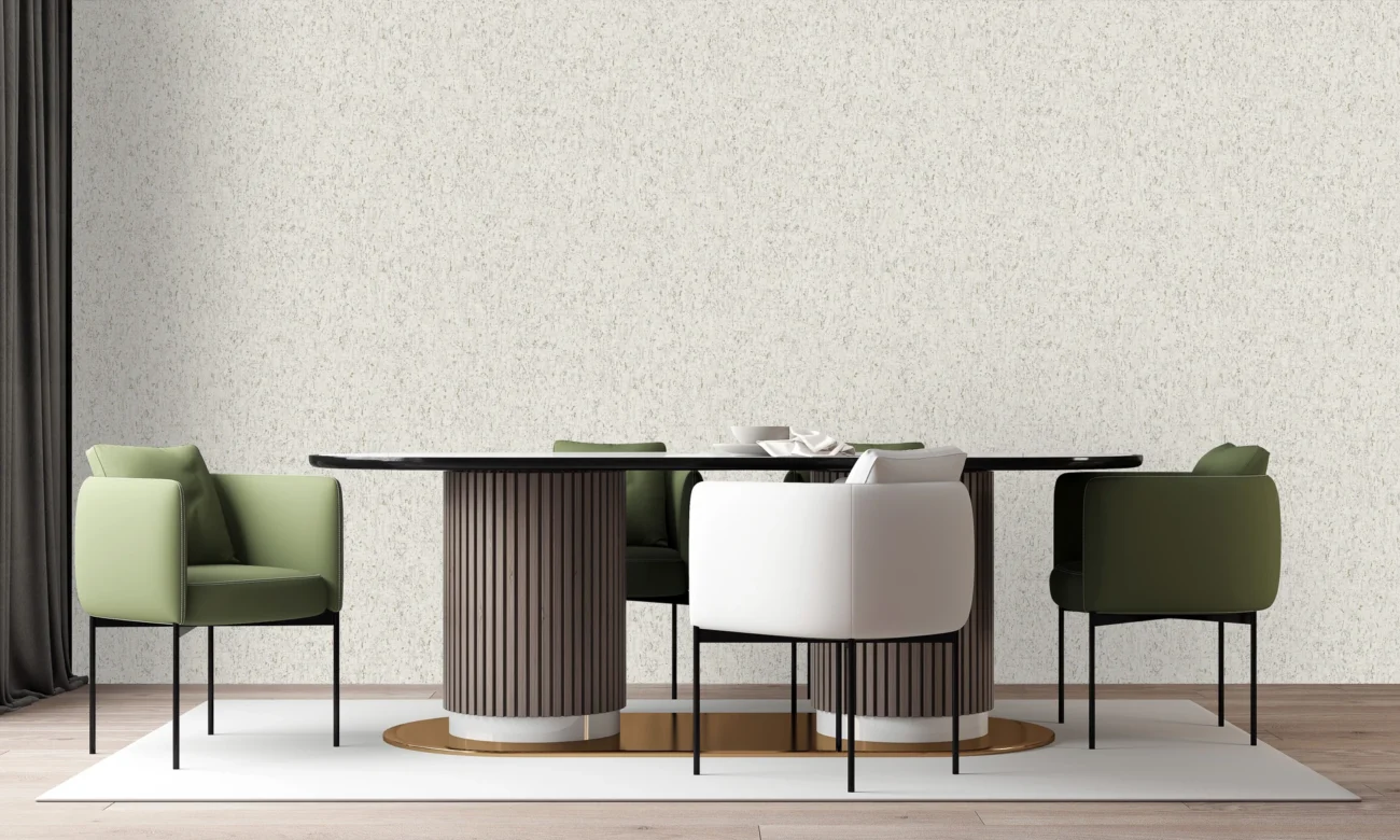 Pluta wallcovering, shown in Bluff
