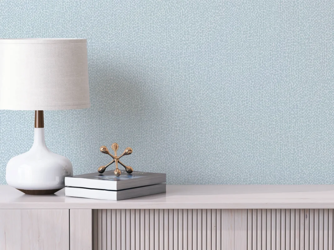 Reign on the Pier wallcovering, shown in Misty Blue