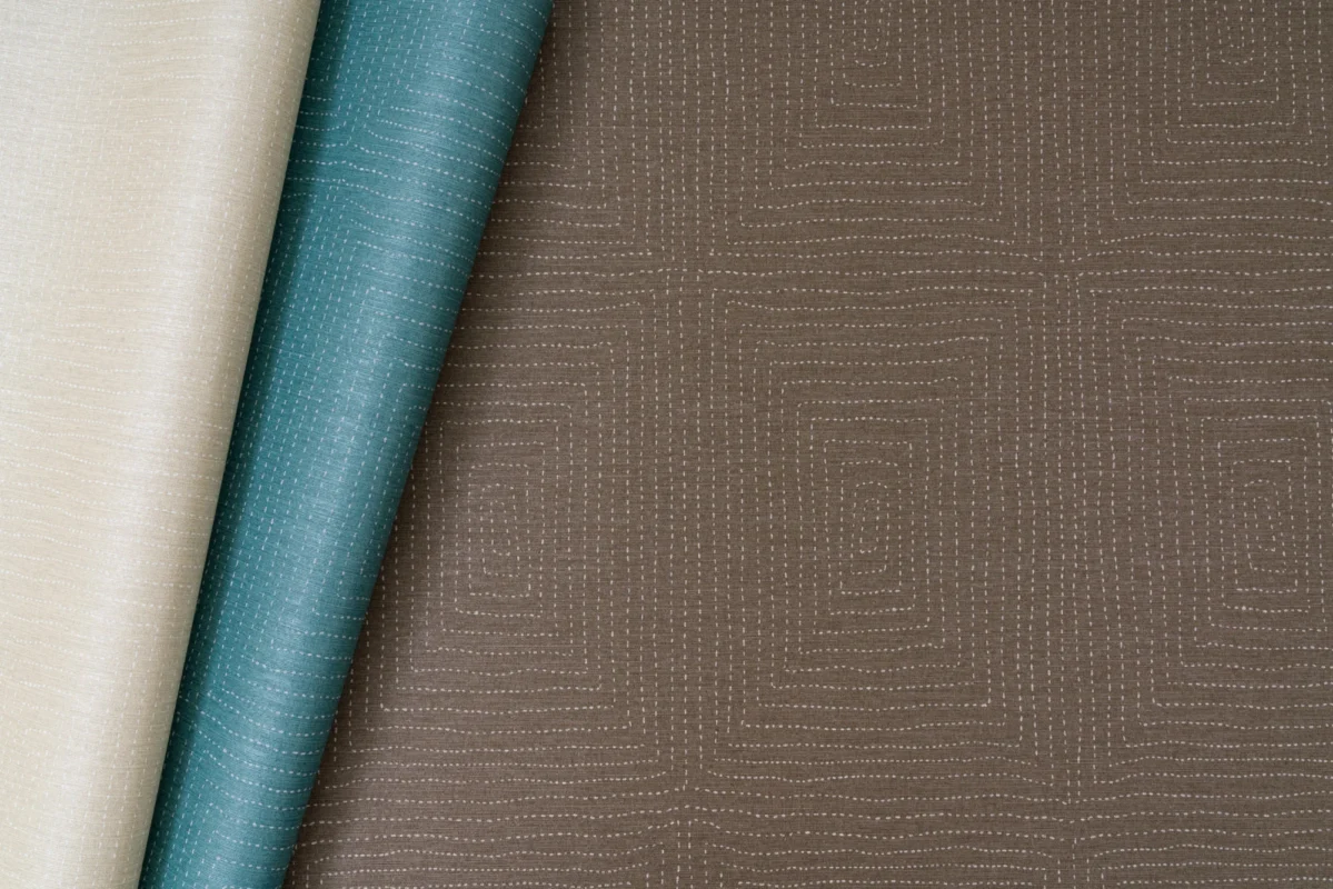 Starlit Stitch wallcovering, shown in Eternity, Galway Bay, Smokey
