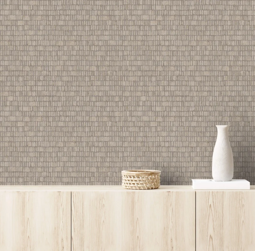 Stitched Sashiko wallcovering, shown in No Waste