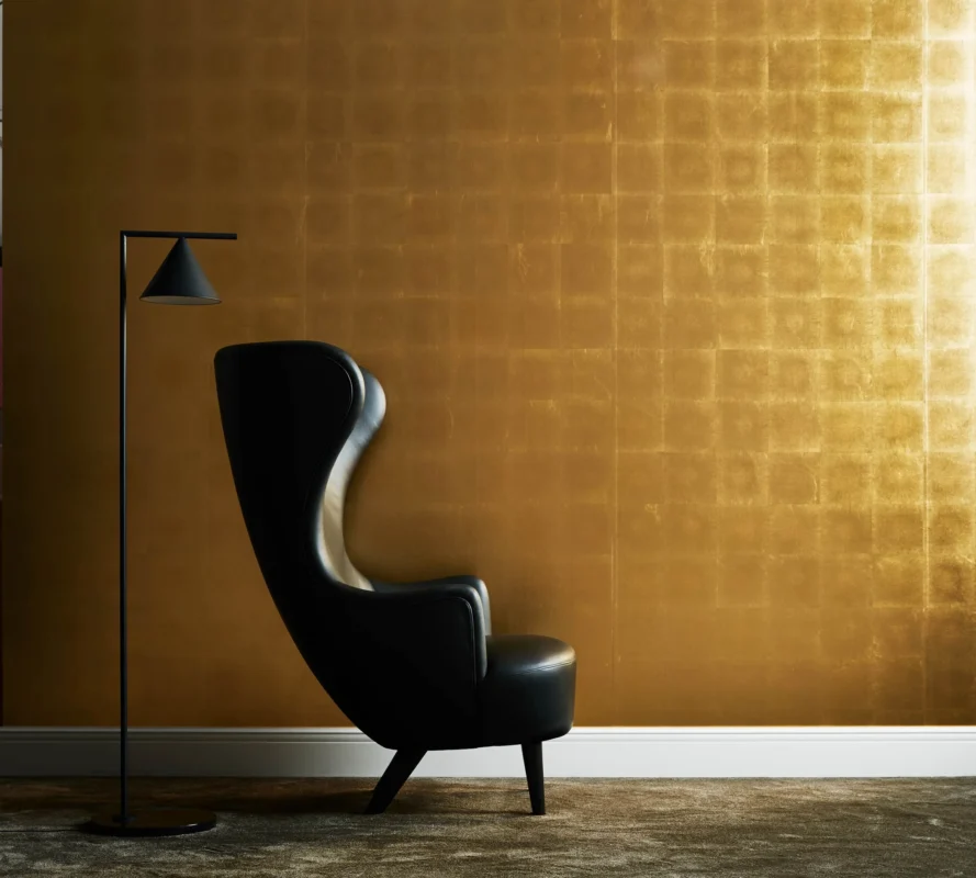 Subtle Leaf wallcovering, shown in TAK-AA01-02