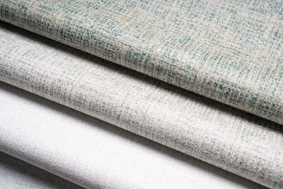 Sunset Park wallcovering, shown in Linen, Sage, Jadeite