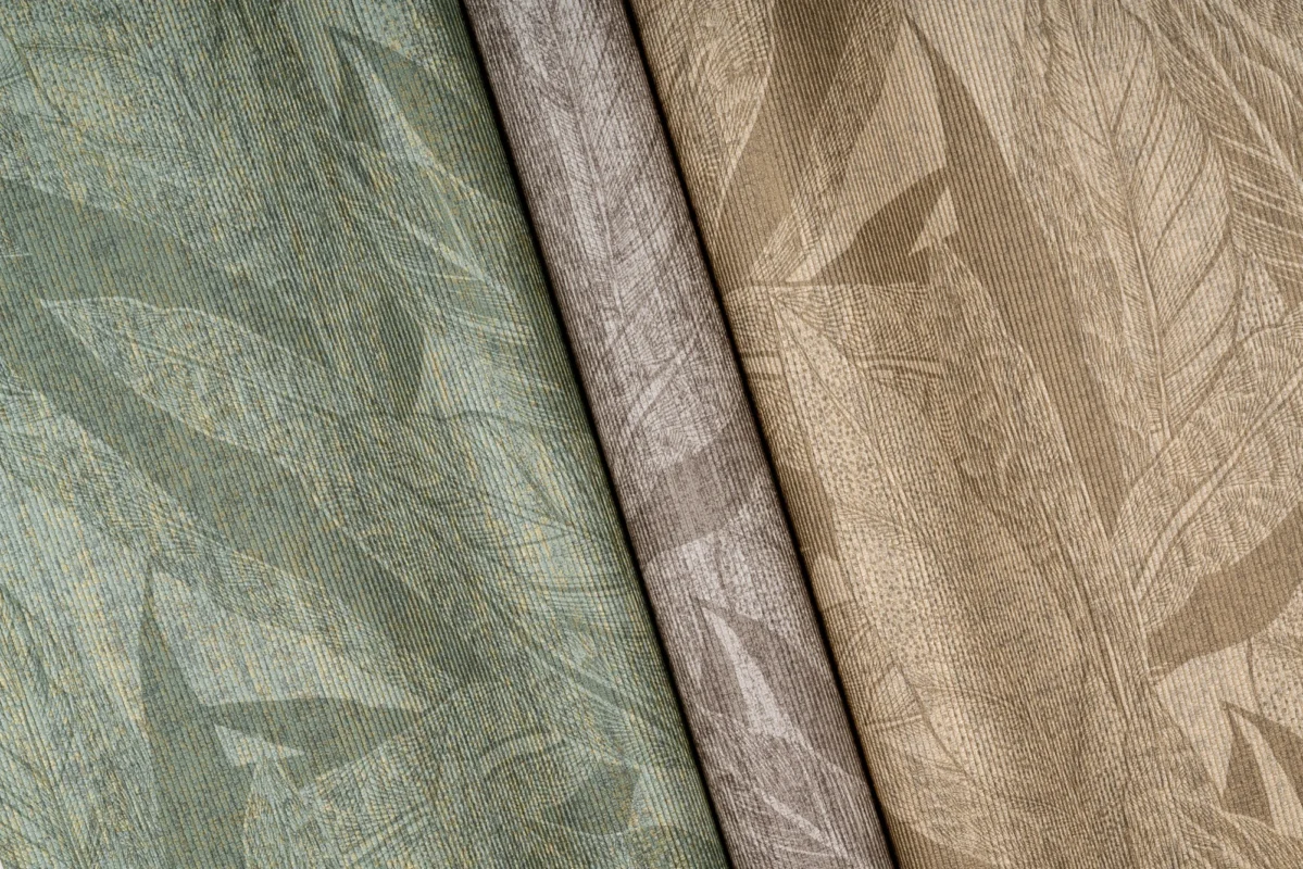 Tropic Traces wallcovering, shown in 67534, 67532, 67533