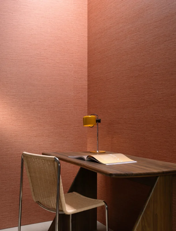 Tussah Silk wallcovering, shown in Saffron