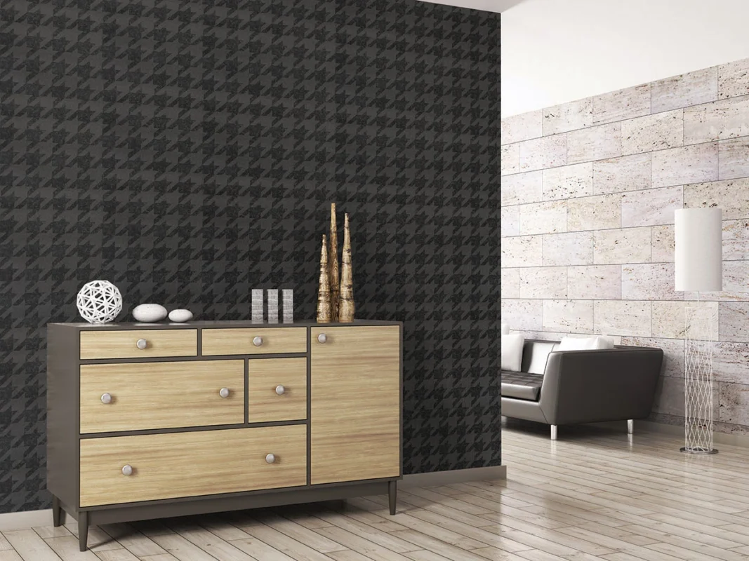 Well Dressed wallcovering, shown in Black Tie