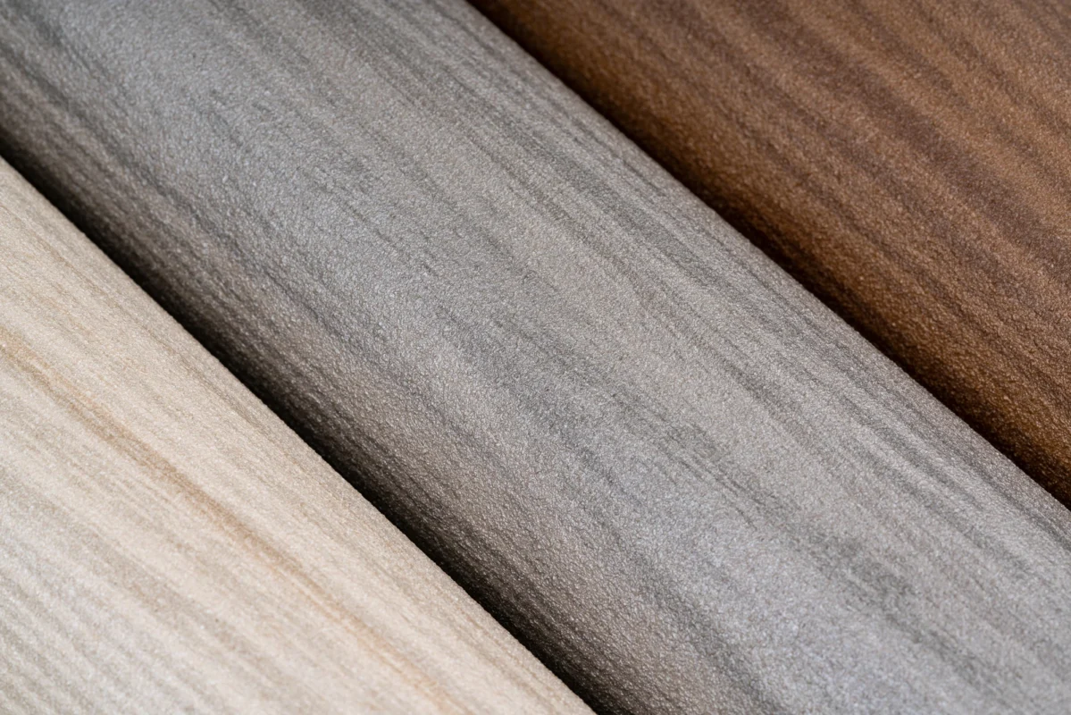 White Creek wallcovering, shown in Rustic, Slate, Sedona