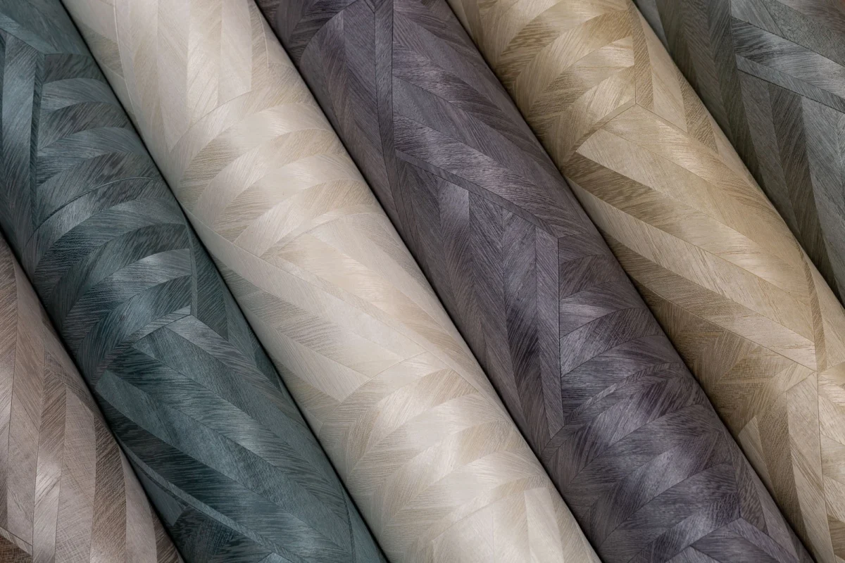 Woven Wood wallcovering, shown in TAK-GA01-01, TAK-GA01-06