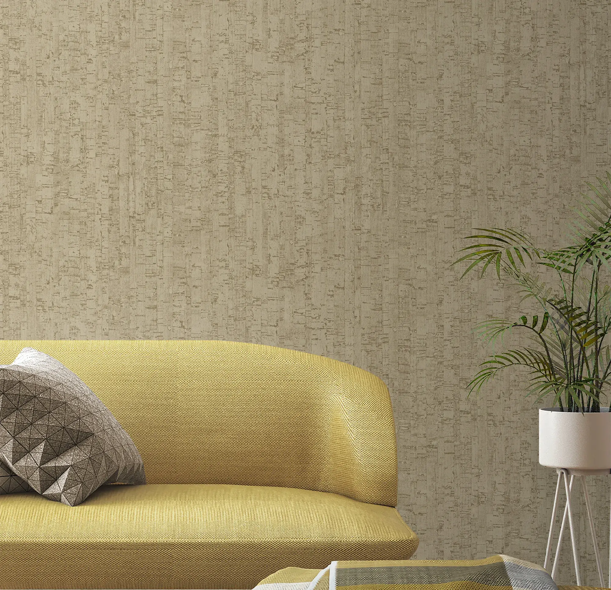 Beige Embossed Wallpaper – Natural Elegance (3709-2)