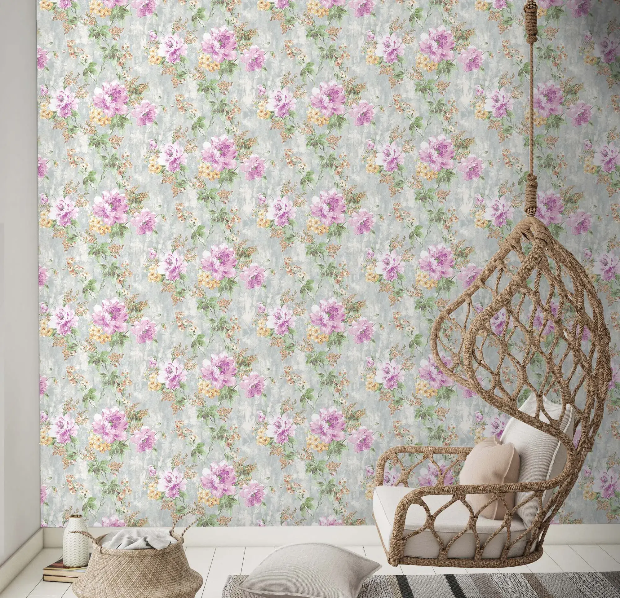 Pink Embossed Wallpaper – Floral Timeless (4708-1)