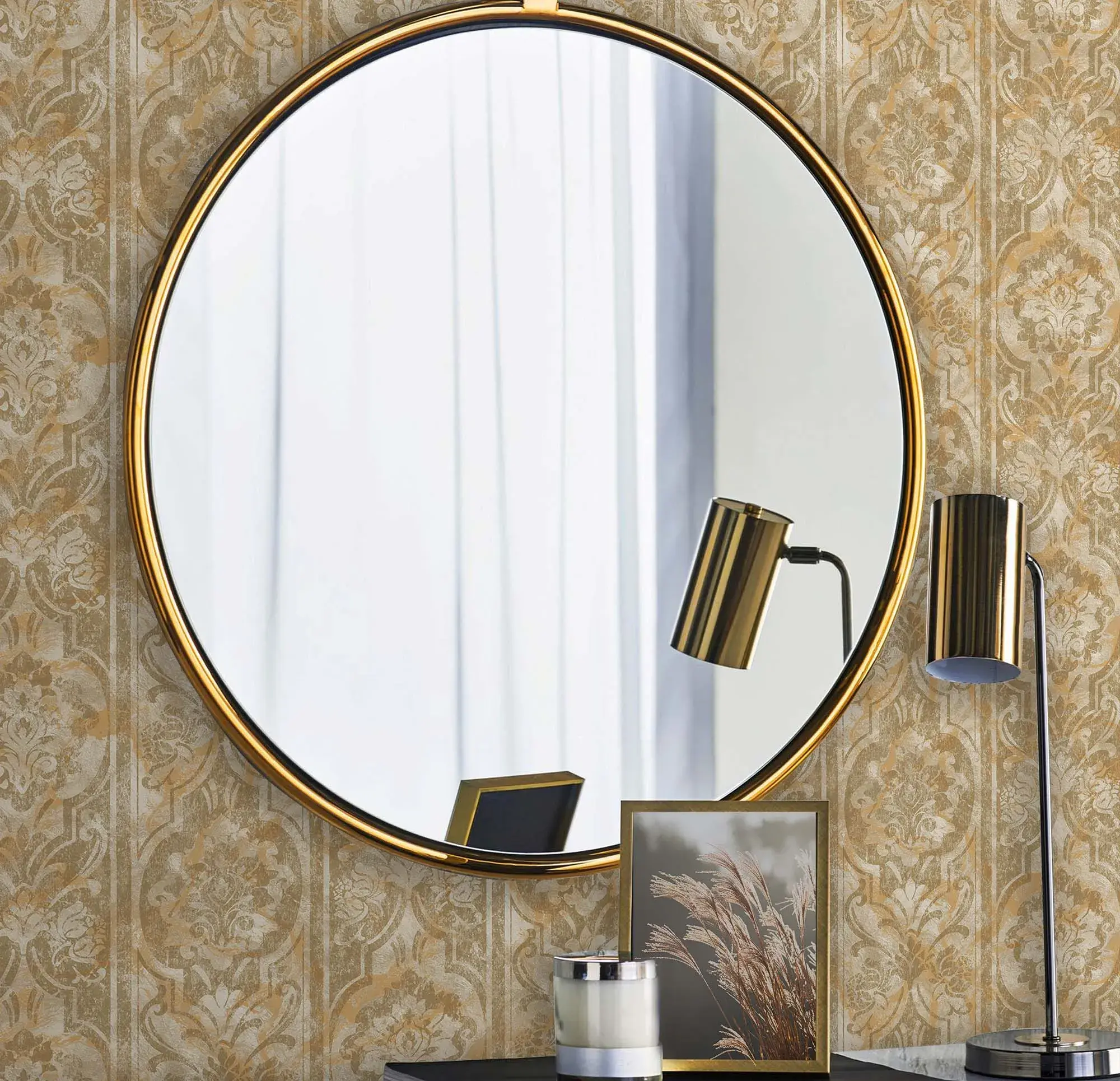 Beige Embossed Wallpaper – Damask Artistry (4713-2)