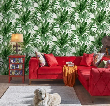 Green Embossed Wallpaper – Botanical Leaf (4714-4)