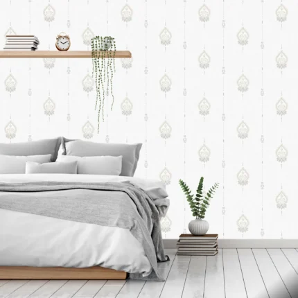 White Embossed Wallpaper – Ikat Striped (9902-1)
