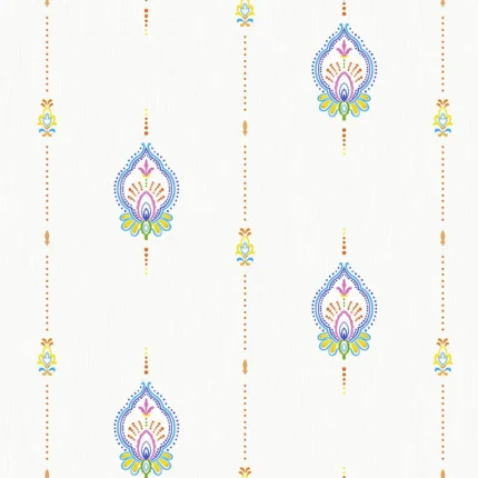 White Embossed Wallpaper – Ikat Striped (9902-1)