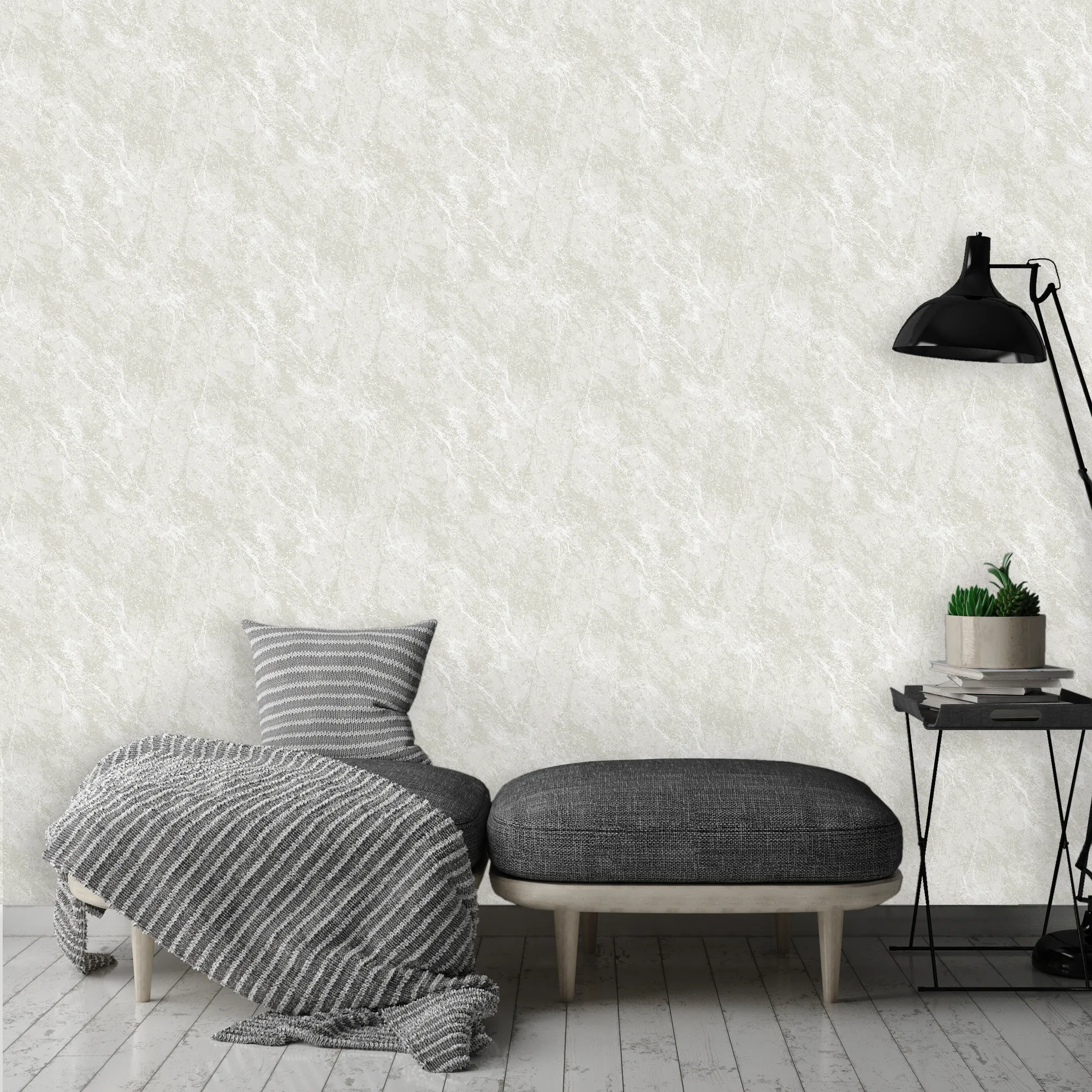 White Embossed Wallpaper – Industrial Metallic (9906-3)