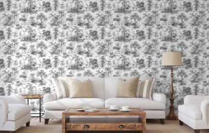 Black & White Embossed Wallpaper – Jungle Forest (9909-1)