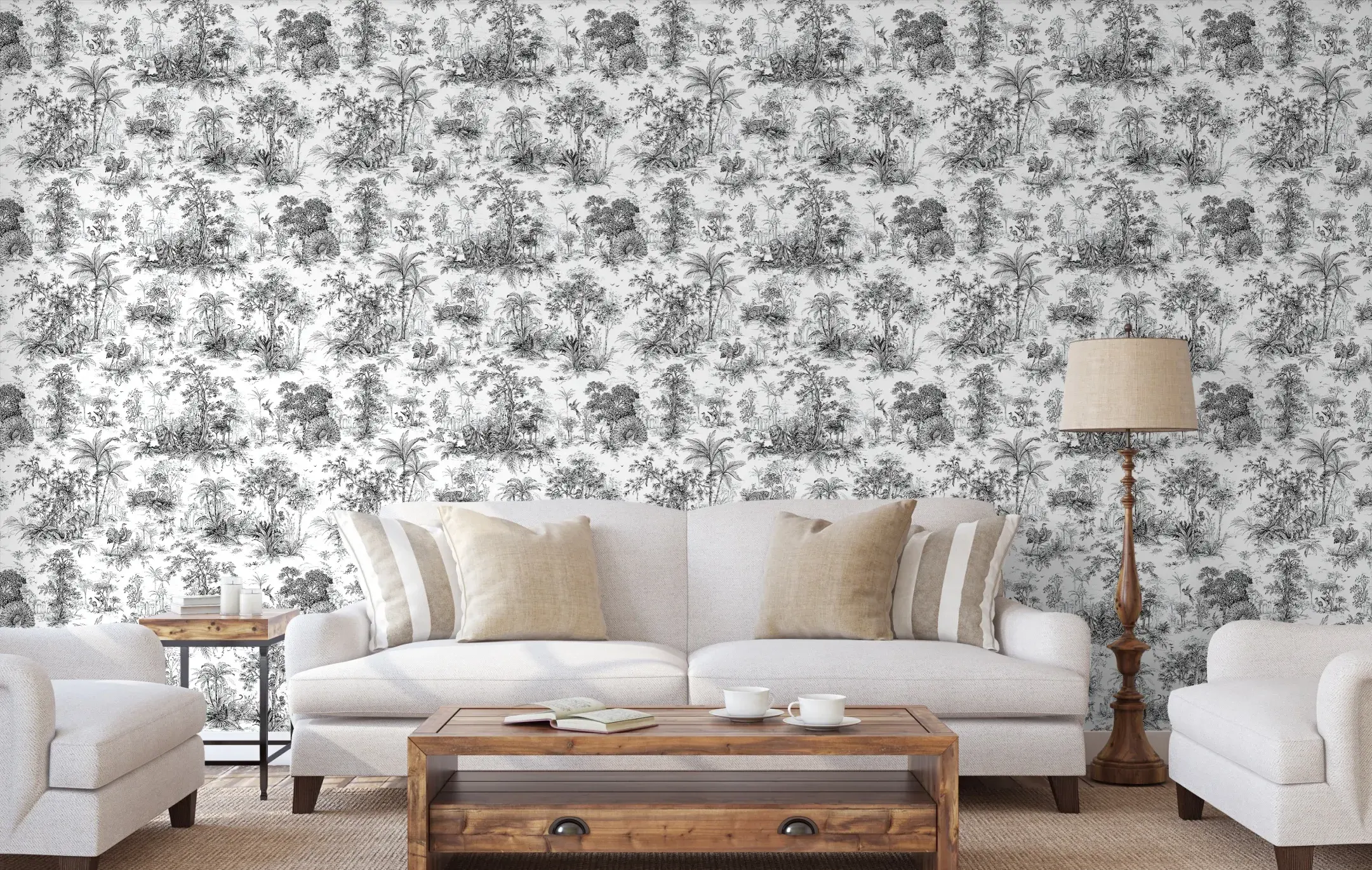 Black & White Embossed Wallpaper – Jungle Forest (9909-1)