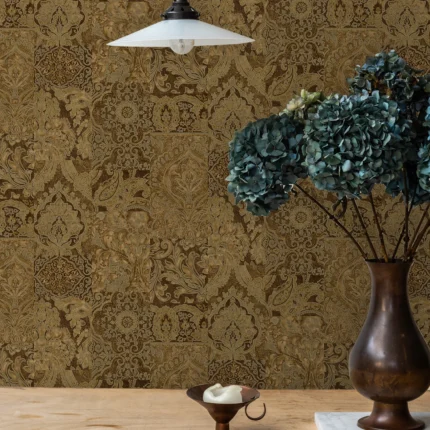Brown Embossed Wallpaper – 3D Damask (9911-4)