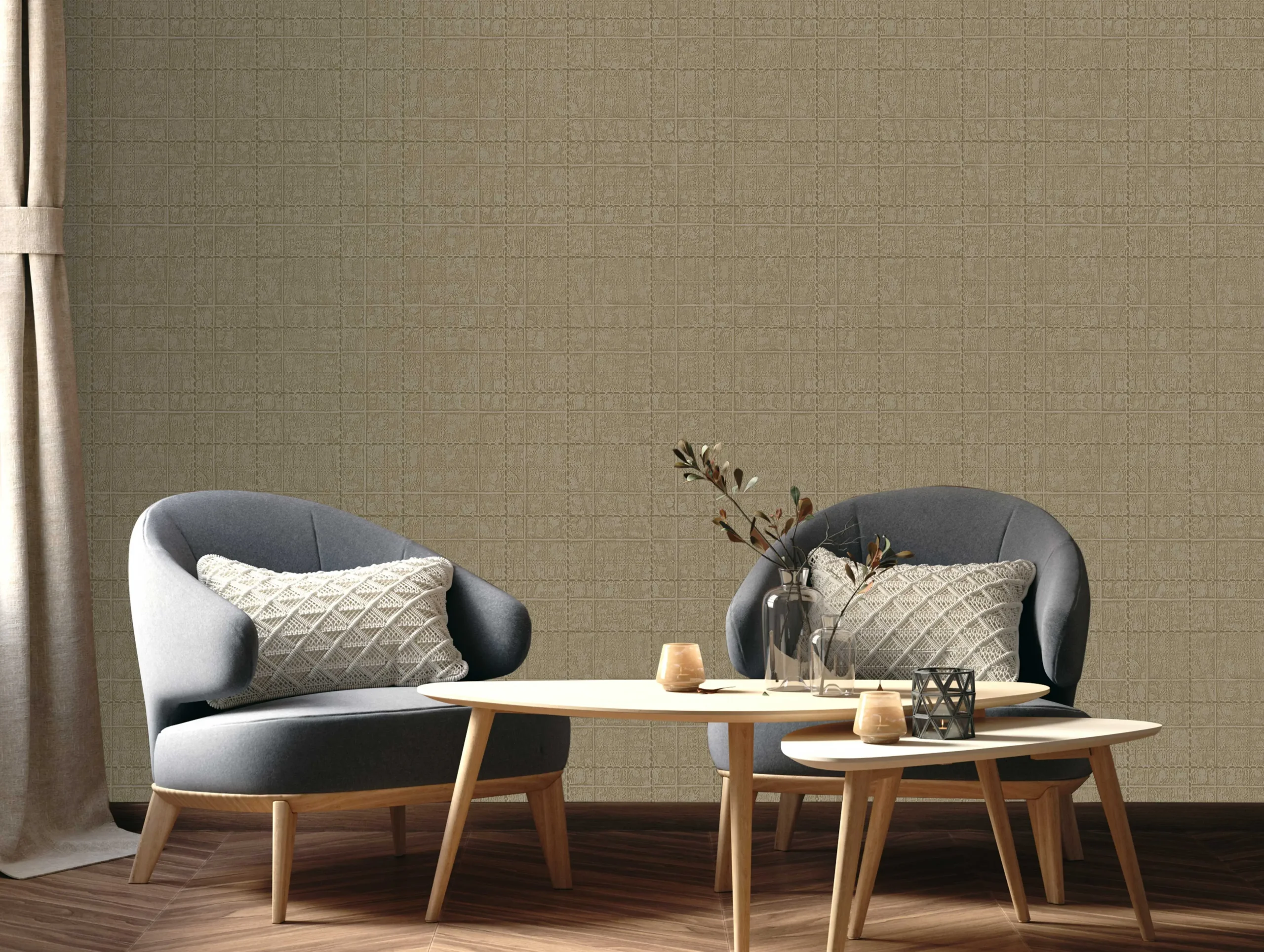 Tan Embossed Wallpaper – Warmth Dimension (1001-4)