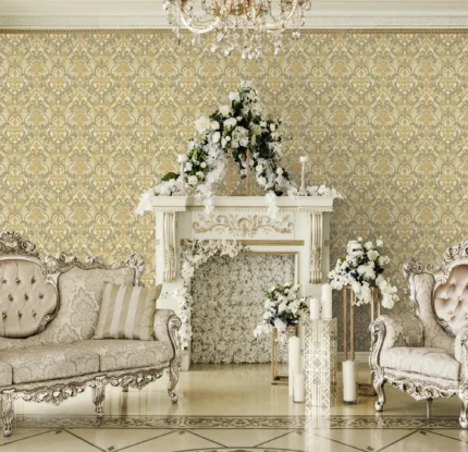 Cream Embossed Wallpaper – Gold Damask (1002-4)