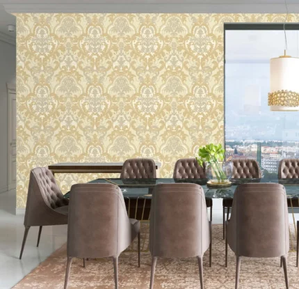 Cream Embossed Wallpaper – Silver Damask (1002-6)