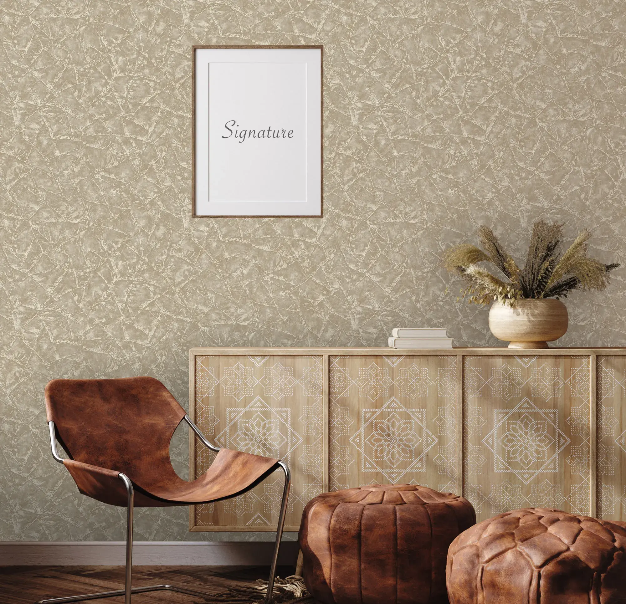 Beige Embossed Wallpaper – Contemporary Elegance (1007-3)