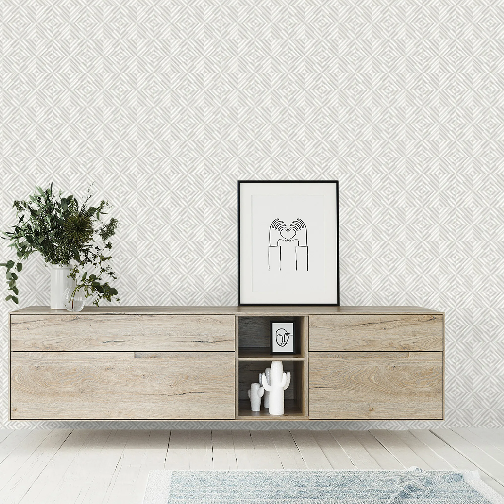 White Embossed Wallpaper – 3D Checkered (1103-1) White Embossed Wallpaper – 3D Checkered (1103-1)