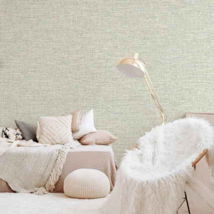 Cream Embossed Wallpaper – 3D Fabric (1111-1)