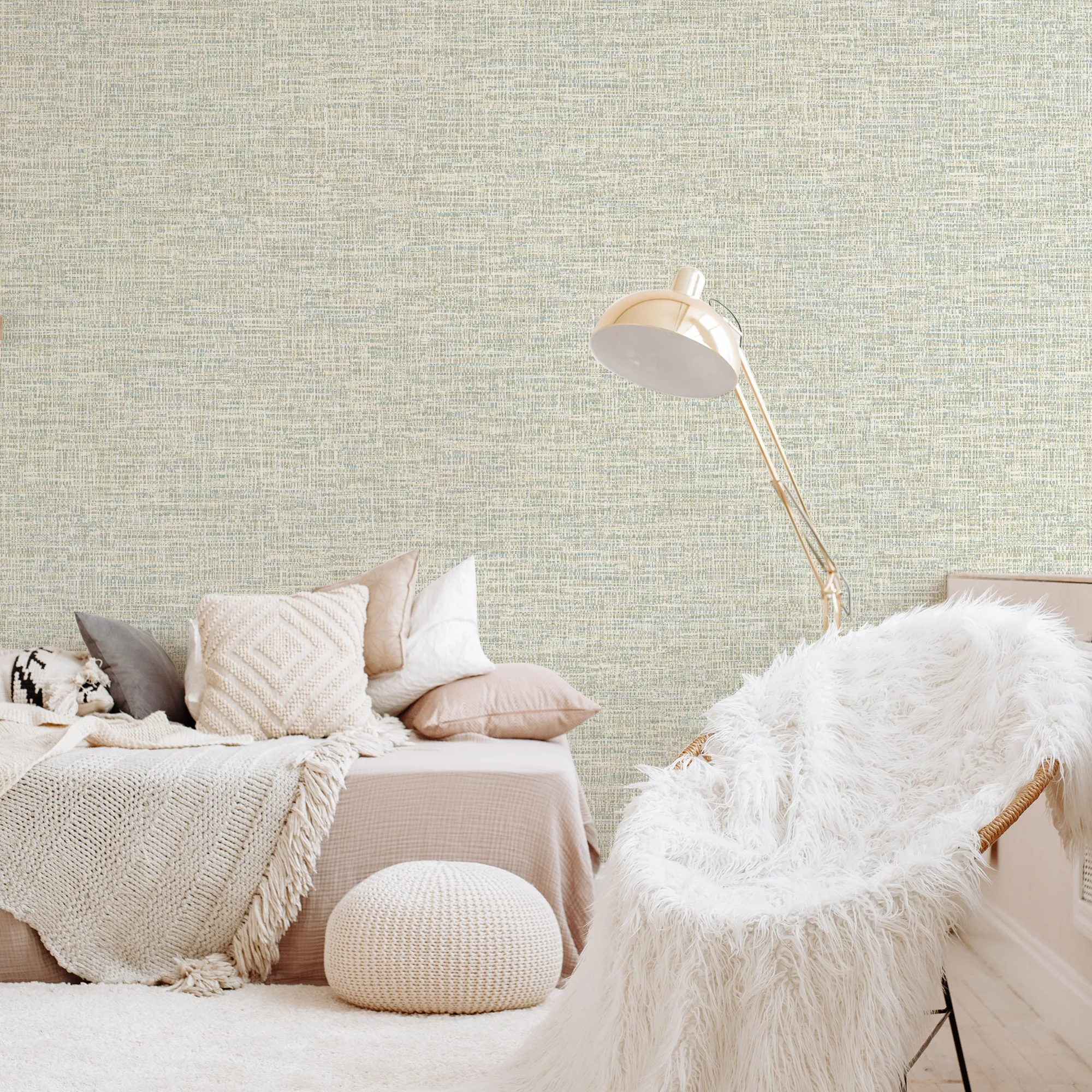 Cream Embossed Wallpaper – 3D Fabric (1111-1) Cream Embossed Wallpaper – 3D Fabric (1111-1)