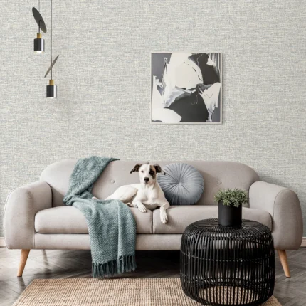 Cream Embossed Wallpaper – Fabric Linen (1111-2)