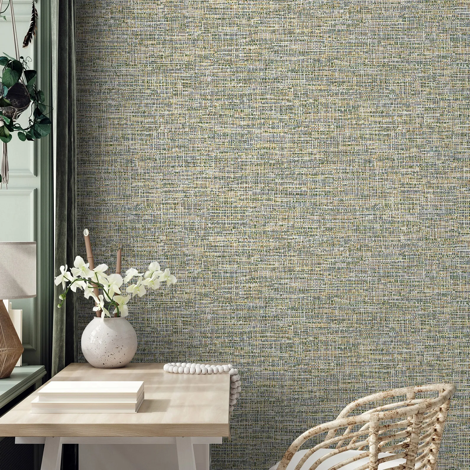 Yellow Embossed Wallpaper – 3D Linen (1111-3) Yellow Embossed Wallpaper – 3D Linen (1111-3)