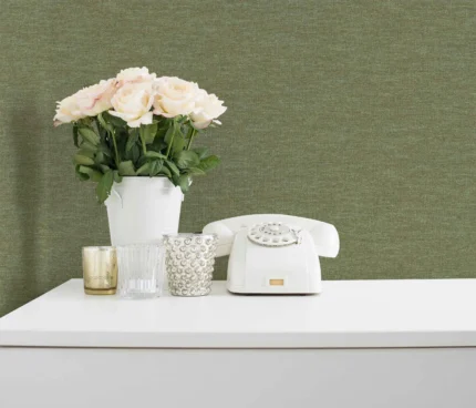 Green Embossed Wallpaper – Fabric Texture (1113-8)