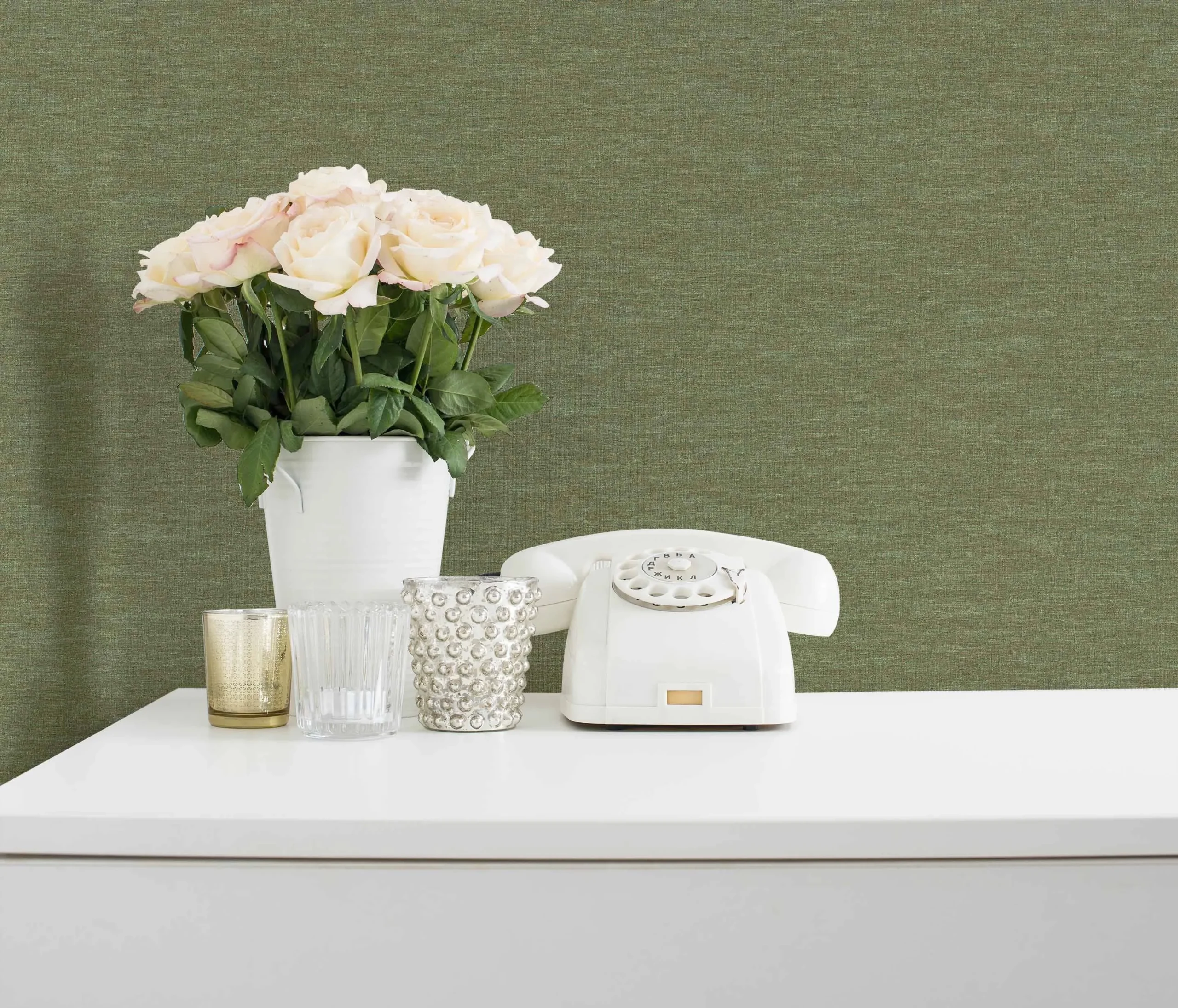 Green Embossed Wallpaper – Fabric Texture (1113-8) Green Embossed Wallpaper – Fabric Texture (1113-8)