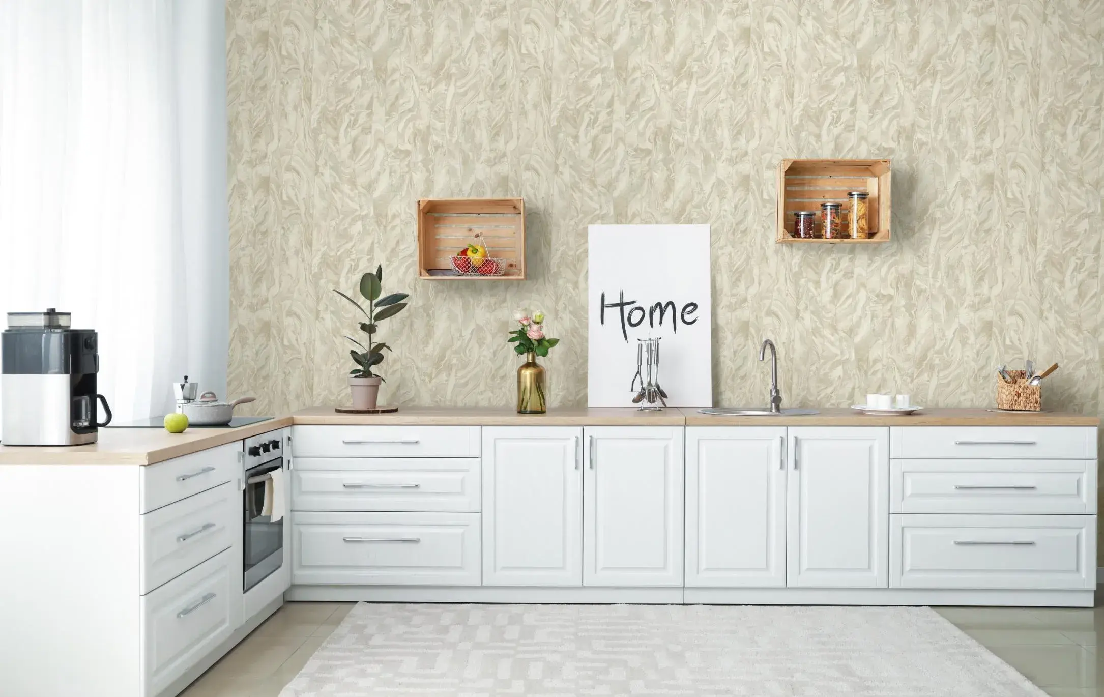 Cream Embossed Wallpaper – Marbled Stone (1201-1)