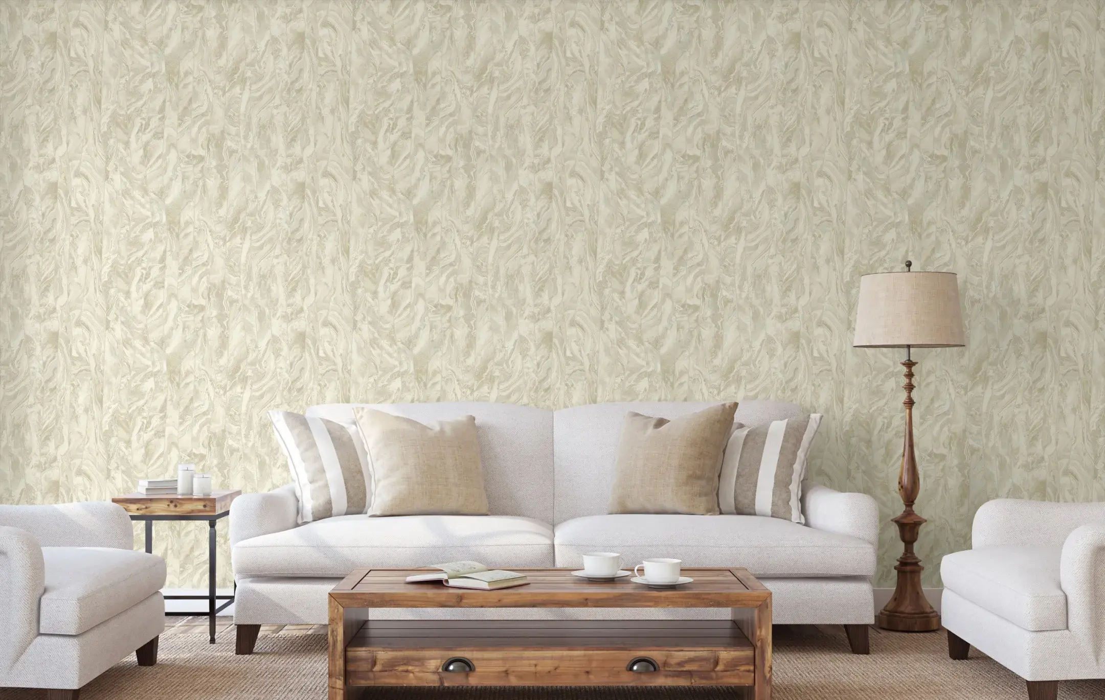 Cream Embossed Wallpaper – Marbled Stone (1201-1)
