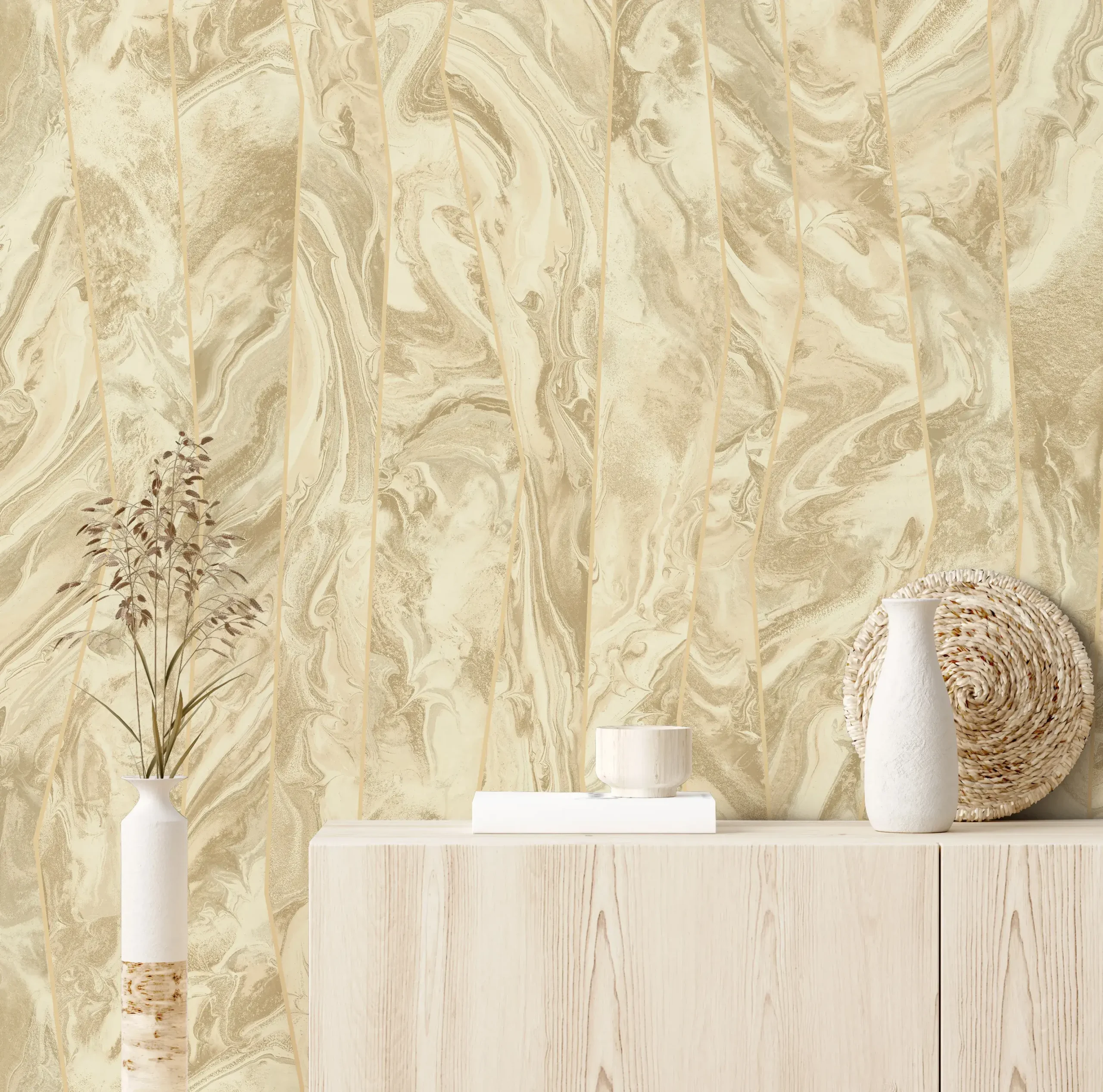 Beige Embossed Wallpaper – Marbled Stone (1201-2)