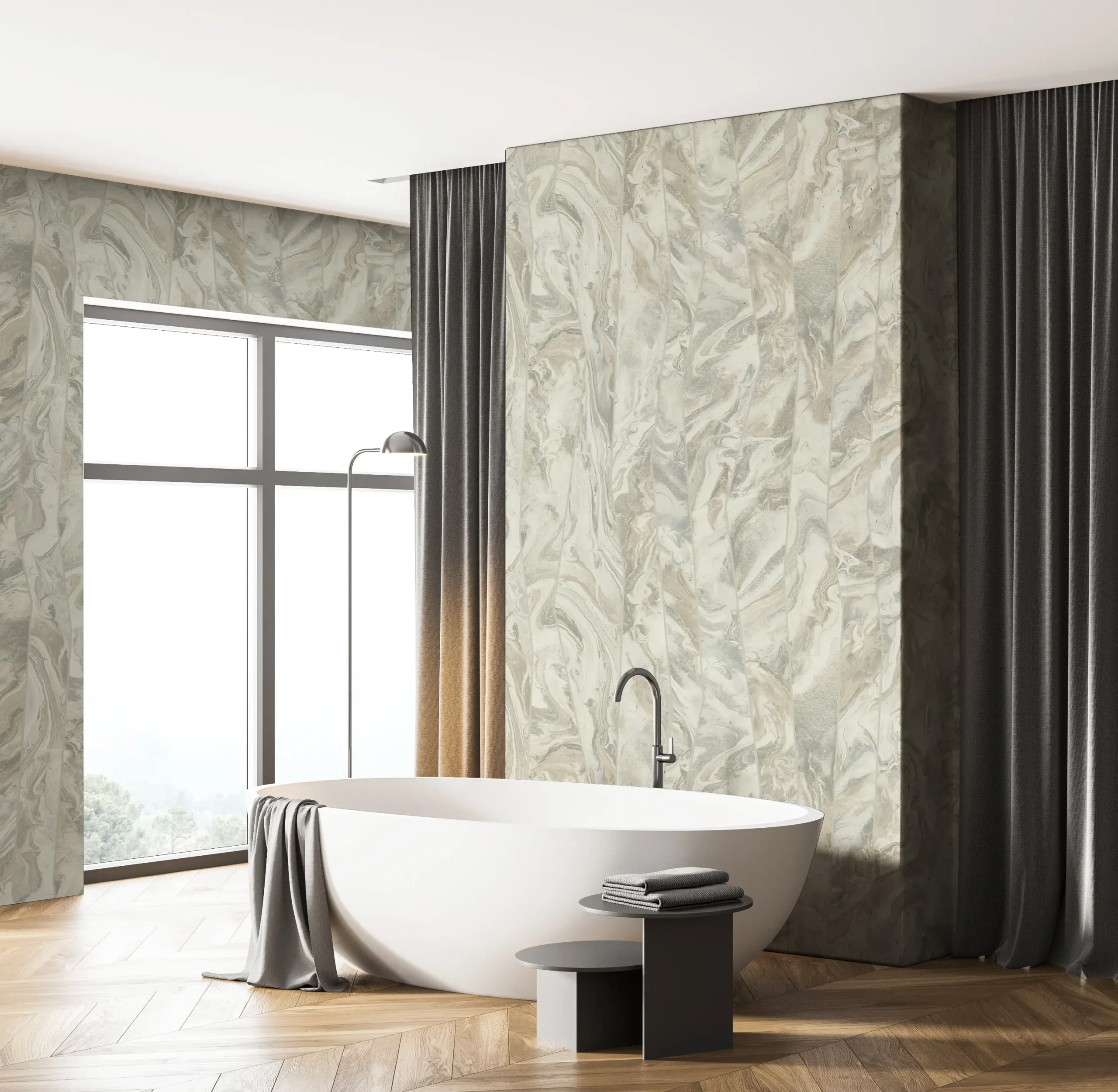 Gray Embossed Wallpaper – Marbled Stone (1201-3)