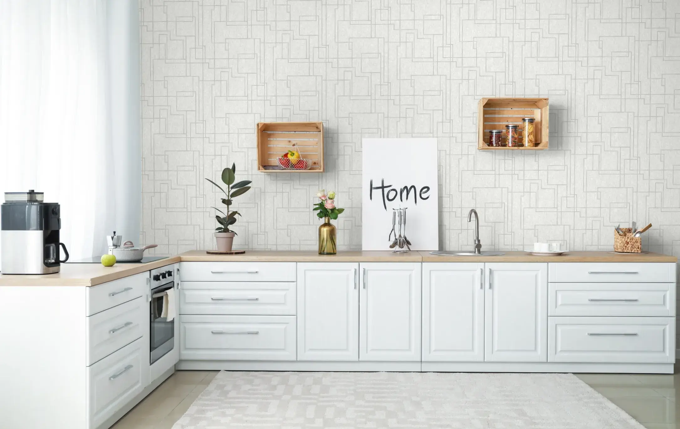 White Embossed Wallpaper – 3D Abstract (1202-1)
